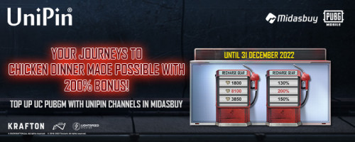 [Midasbuy – PUBGM] Bonus Hingga 200% Unknown Cash!